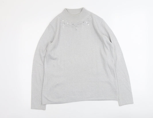 Womens UK Size S Bonmarché Silver Pullover Jumper