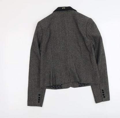 Mademoiselle Womens Grey Herringbone Polyester Jacket Blazer Size 10