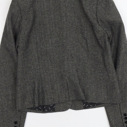 Mademoiselle Womens Grey Herringbone Polyester Jacket Blazer Size 10