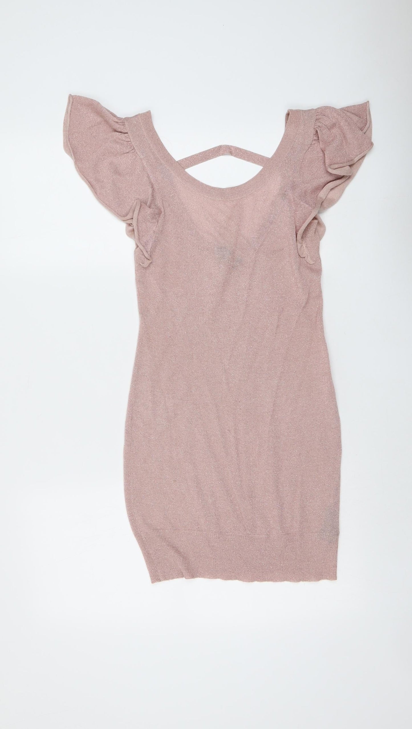 H&M Womens Pink Viscose Bodycon Size 8 Round Neck Pullover