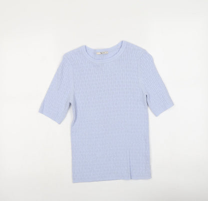 TU Womens Blue Boat Neck Viscose Pullover Jumper Size 14