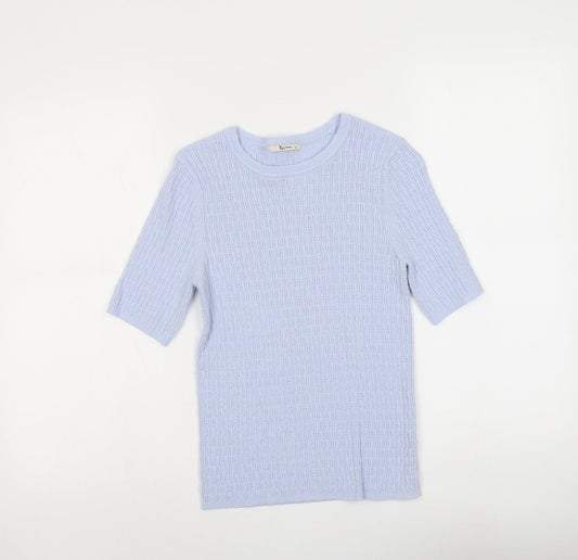 TU Womens Blue Boat Neck Viscose Pullover Jumper Size 14