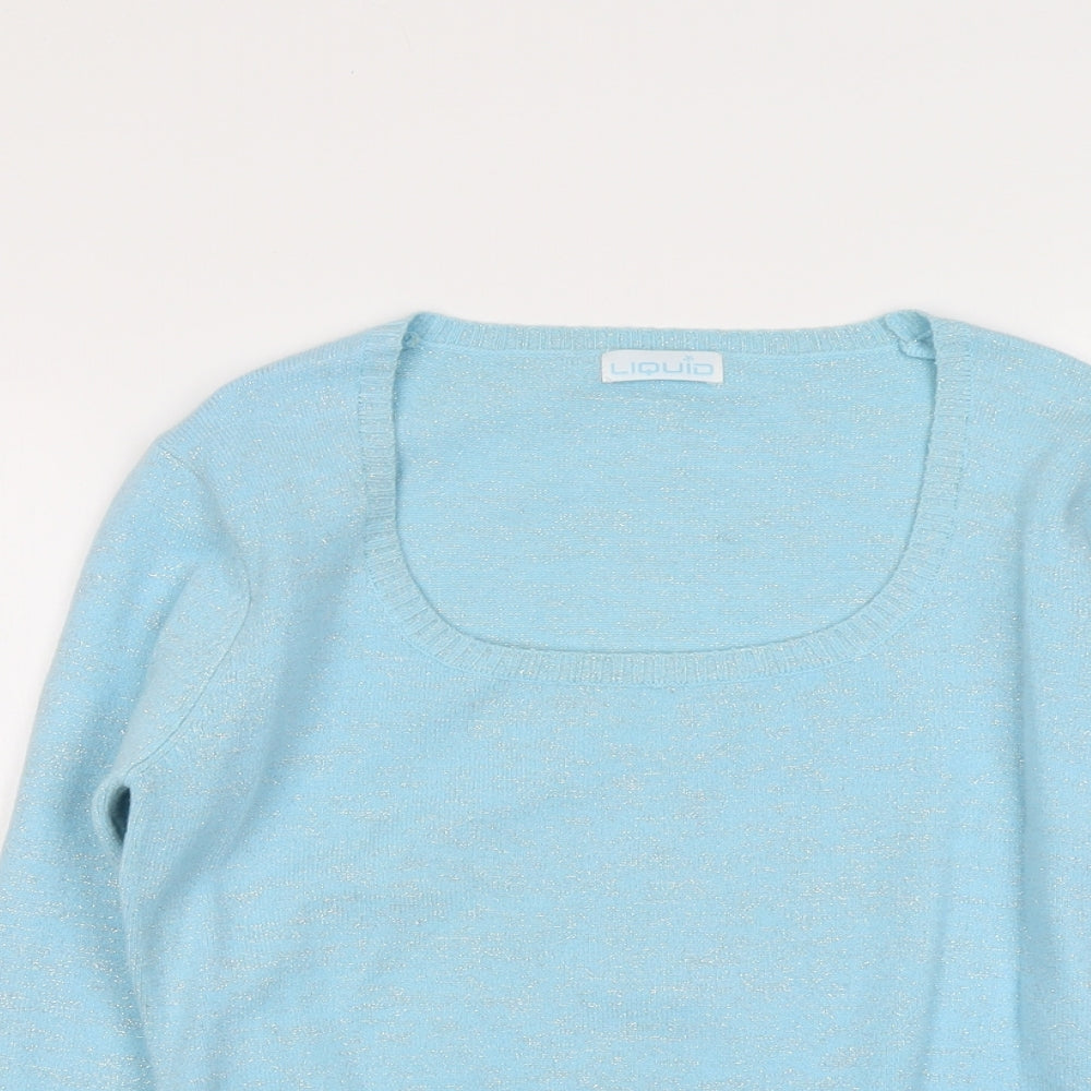 Womens UK Size L Liquid Blue Pullover Jumper