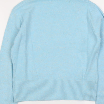 Womens UK Size L Liquid Blue Pullover Jumper