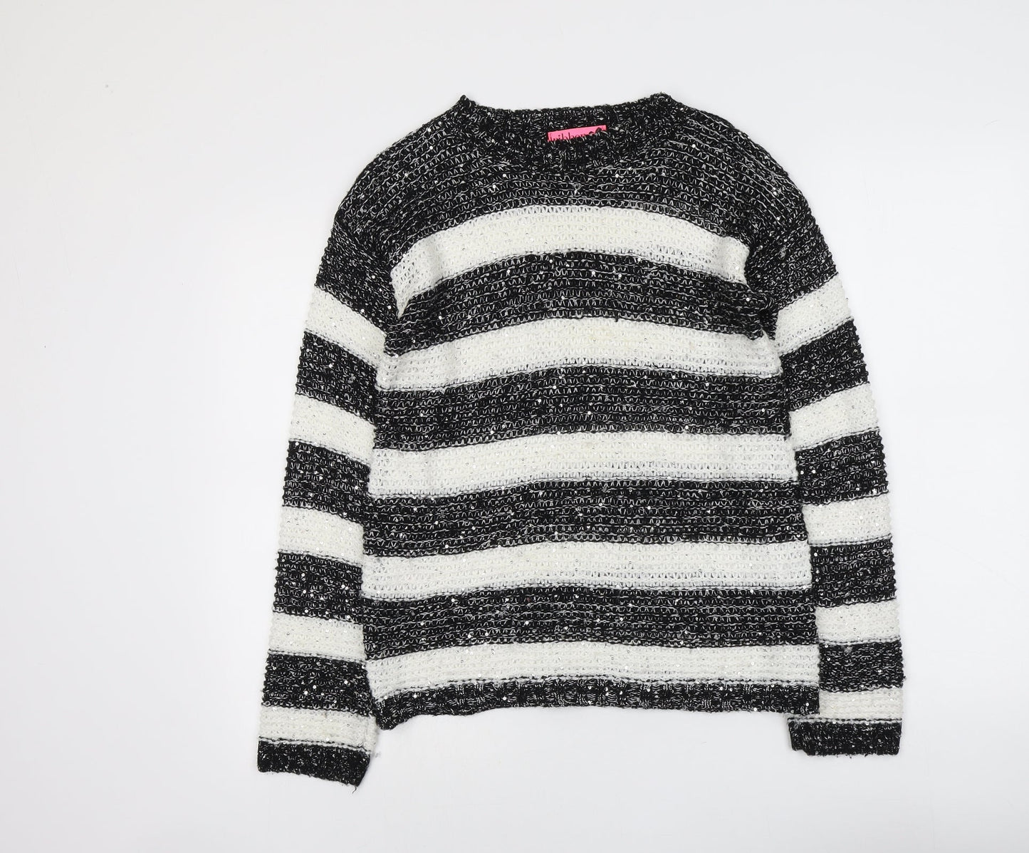 Womens UK Size 12 Ribbon Black Pullover Jumper