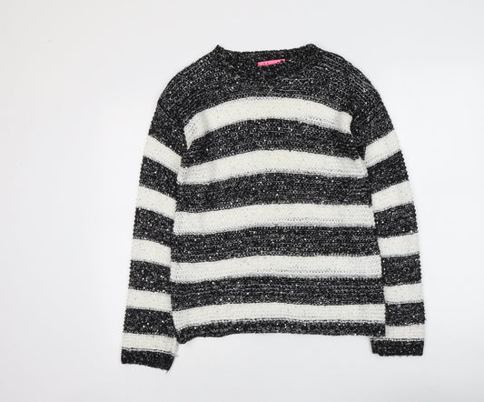 Womens UK Size 12 Ribbon Black Pullover Jumper