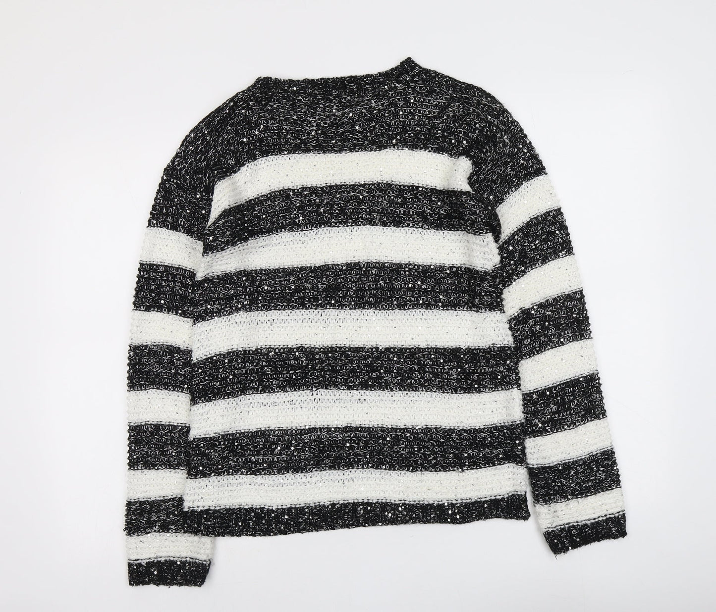 Womens UK Size 12 Ribbon Black Pullover Jumper