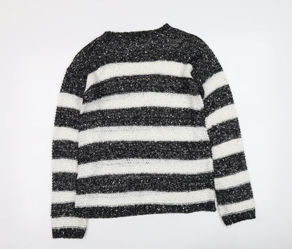 Womens UK Size 12 Ribbon Black Pullover Jumper