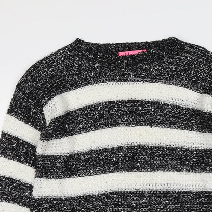 Womens UK Size 12 Ribbon Black Pullover Jumper