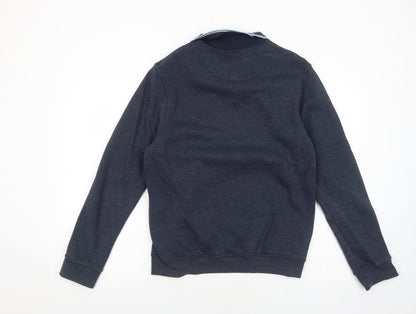 Tom Hagen Mens Blue Geometric Cotton Pullover Sweatshirt Size S