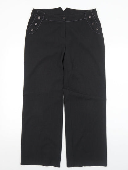 AMARANTO Womens Grey Polyester Trousers Size 12 Regular Zip