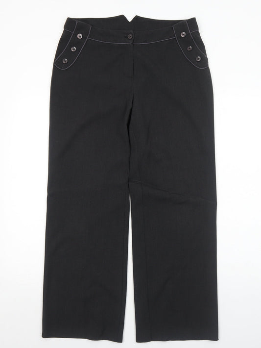 AMARANTO Womens Grey Polyester Trousers Size 12 Regular Zip