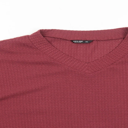 SheIn Womens Pink V-Neck Polyester Pullover Jumper Size XL