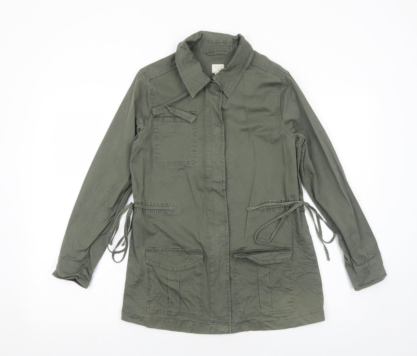 And eawy Womens Green Rain Coat Coat Size XS Zip