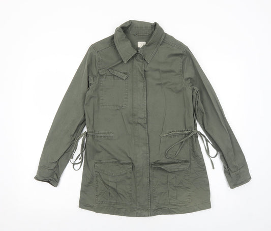 And eawy Womens Green Rain Coat Coat Size XS Zip