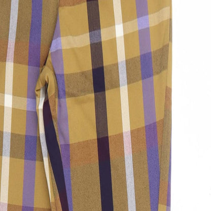 Monki Womens Yellow Plaid Polyester Trousers Size 4 Regular Zip