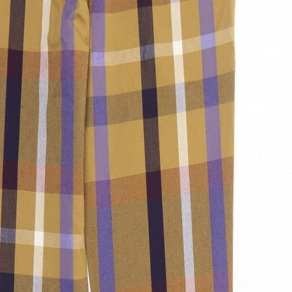 Monki Womens Yellow Plaid Polyester Trousers Size 4 Regular Zip