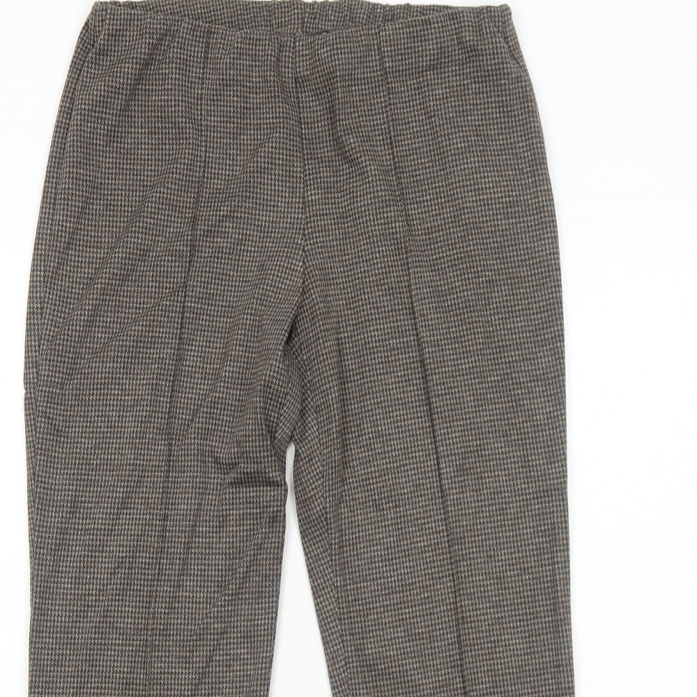 Bonmarché Womens Brown Geometric Polyester Trousers Size 10 Regular