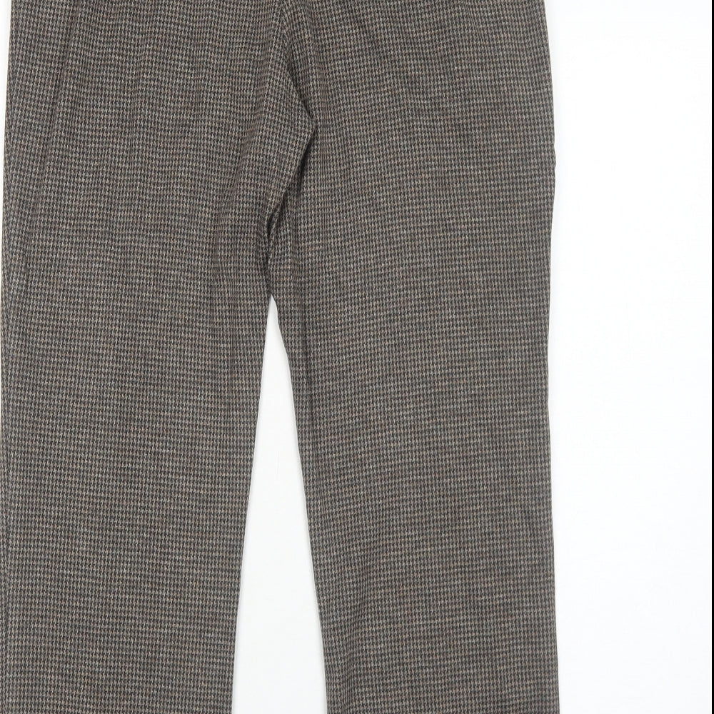 Bonmarché Womens Brown Geometric Polyester Trousers Size 10 Regular