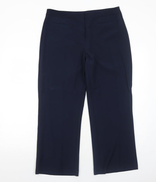 Womens UK Size 14 Mia Moda Regular Fit Dress Pants Blue Trousers