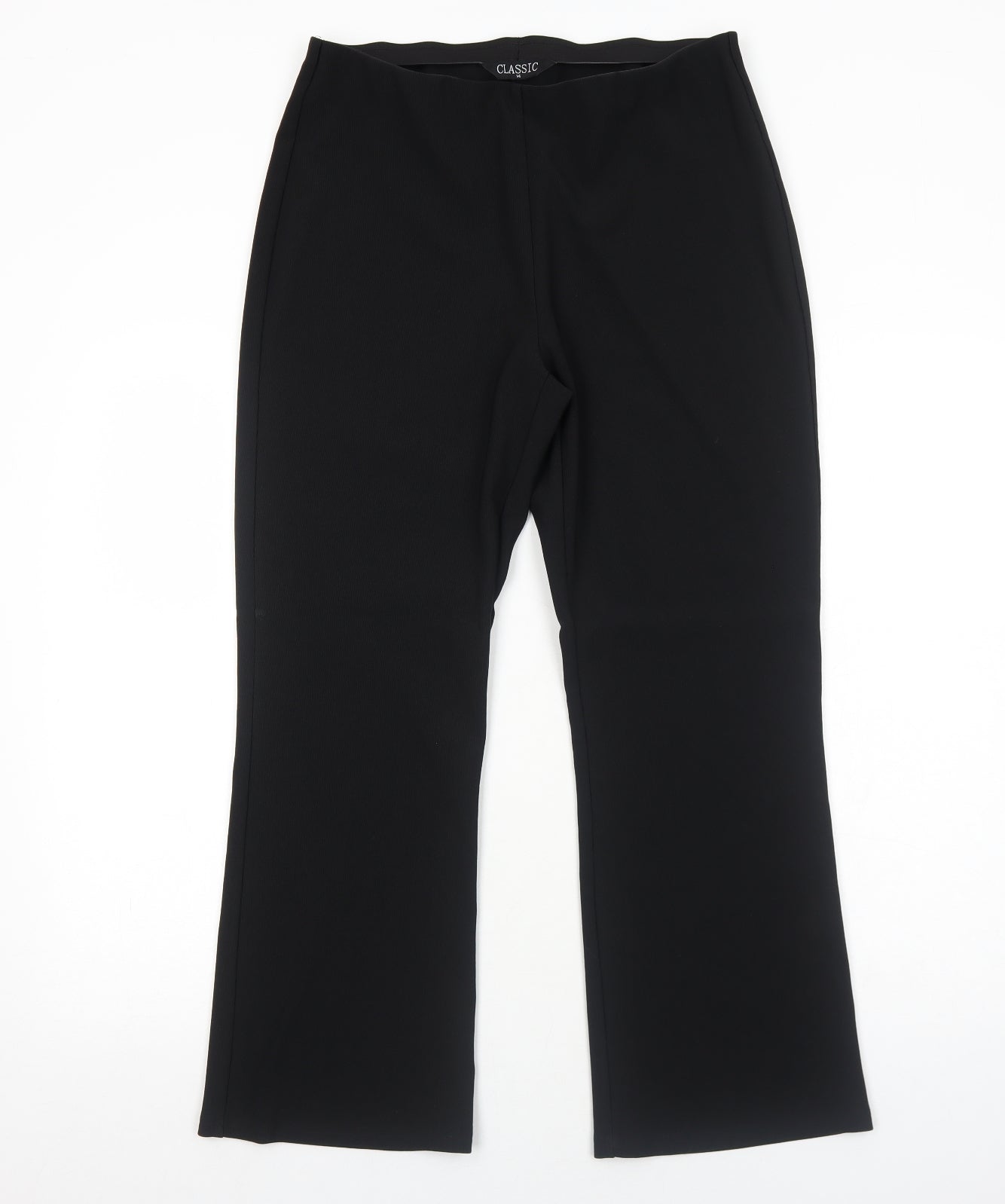 Classic Womens Black Polyester Trousers Size 14 Regular