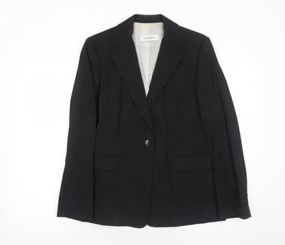 Dinomoda Womens Black Striped Wool Jacket Suit Jacket Size 10