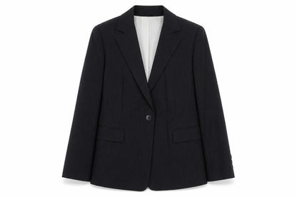 Dinomoda Womens Black Striped Wool Jacket Suit Jacket Size 10