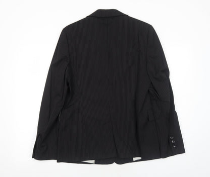 Dinomoda Womens Black Striped Wool Jacket Suit Jacket Size 10