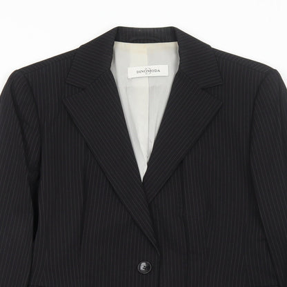 Dinomoda Womens Black Striped Wool Jacket Suit Jacket Size 10