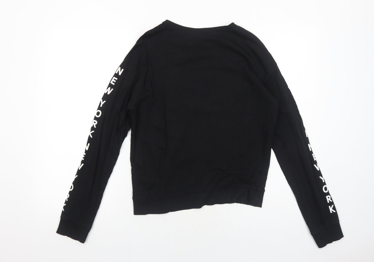H&M Womens Black Cotton Pullover Sweatshirt Size S Pullover - New York