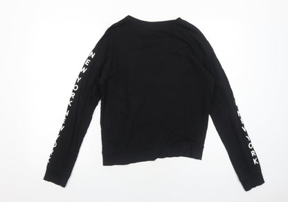 H&M Womens Black Cotton Pullover Sweatshirt Size S Pullover - New York
