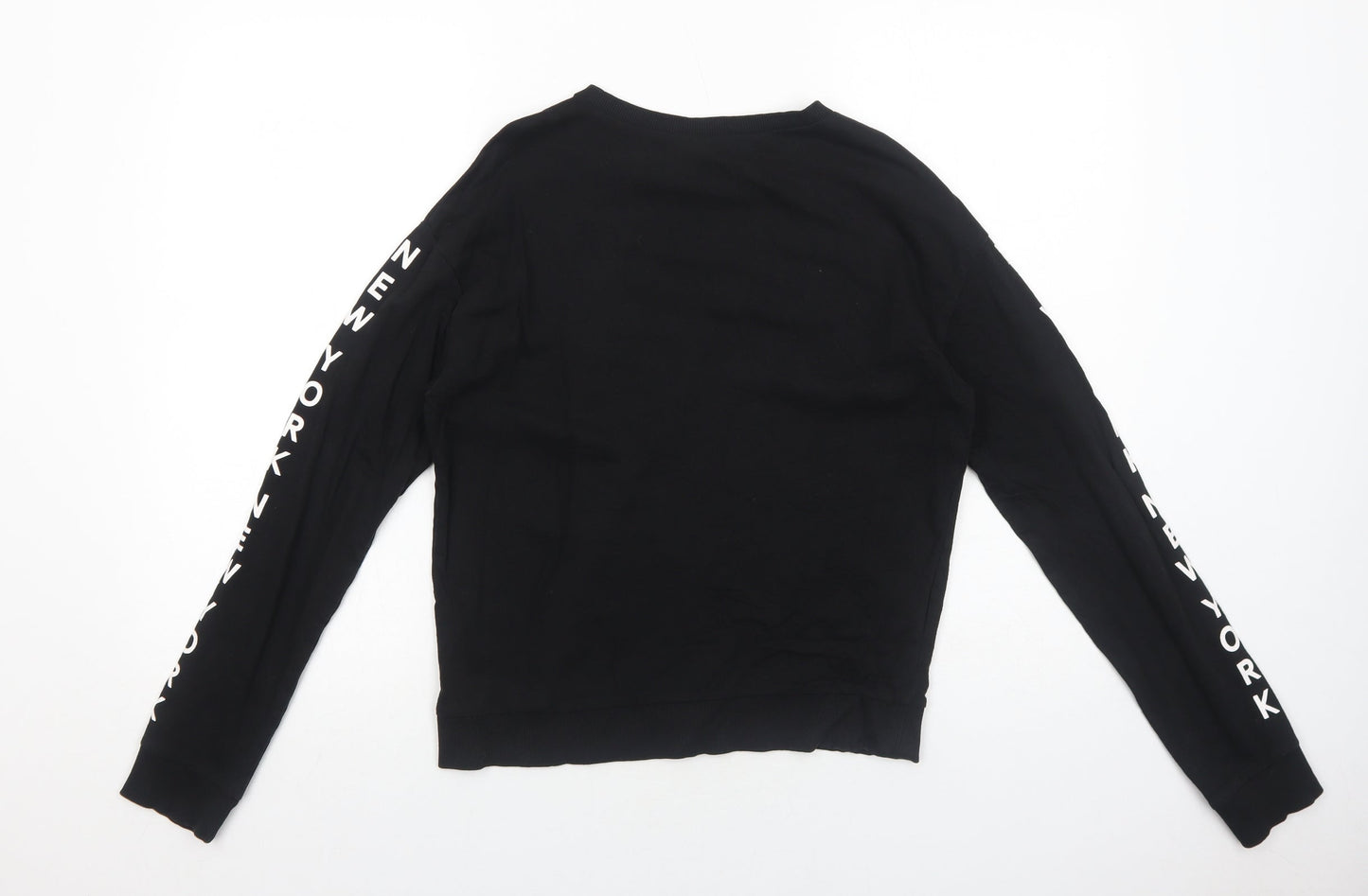 H&M Womens Black Cotton Pullover Sweatshirt Size S Pullover - New York