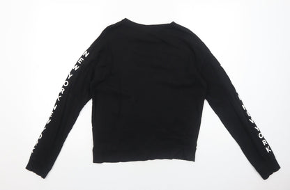H&M Womens Black Cotton Pullover Sweatshirt Size S Pullover - New York