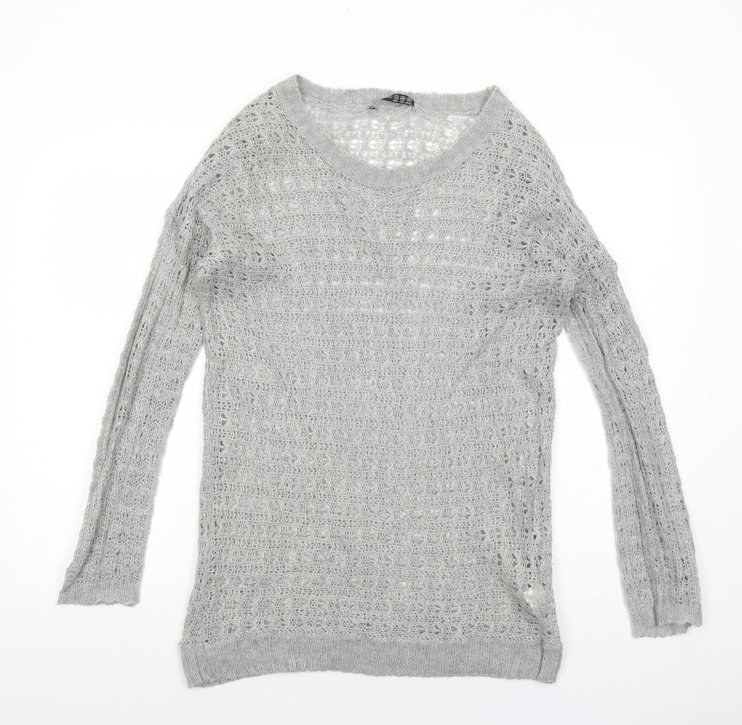 Atmosphere Womens Grey Round Neck Acrylic Pullover Jumper Size 12