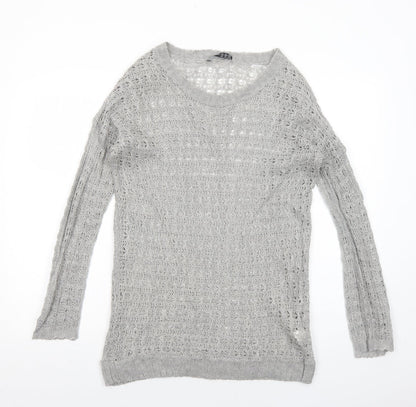 Atmosphere Womens Grey Round Neck Acrylic Pullover Jumper Size 12