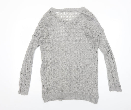 Atmosphere Womens Grey Round Neck Acrylic Pullover Jumper Size 12