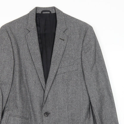 Vitale Barberis Canonico Mens Grey Wool Jacket Suit Jacket Size 38 Regular
