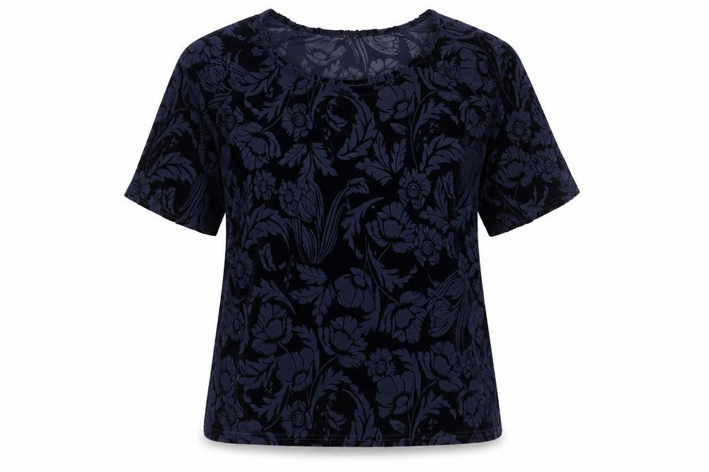 New Look Womens Black Geometric Polyester Basic T-Shirt Size 10 Round Neck