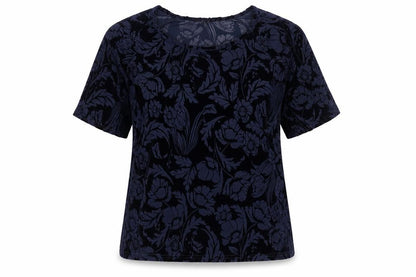 New Look Womens Black Geometric Polyester Basic T-Shirt Size 10 Round Neck