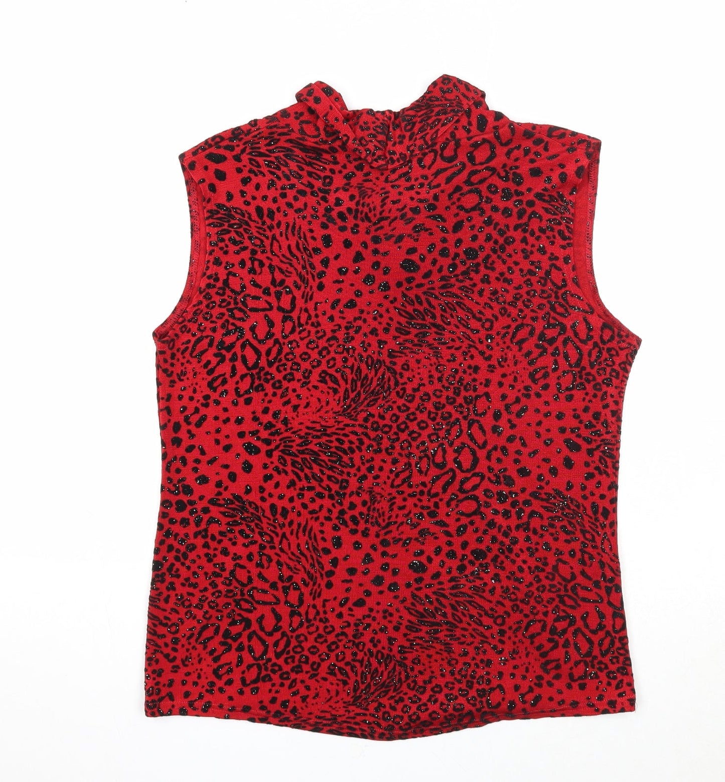 Elegant Body Womens Red Geometric Polyester Basic Tank Size M Cowl Neck