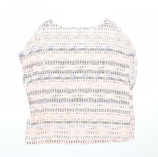 Atmosphere Womens Pink Geometric Viscose Basic Blouse Size 16 Round Neck