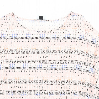 Atmosphere Womens Pink Geometric Viscose Basic Blouse Size 16 Round Neck