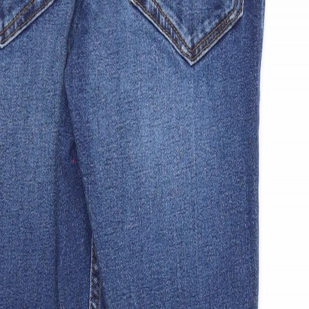 River Island Girls Blue Cotton Straight Jeans Size 9 Years Regular Zip - Distressed