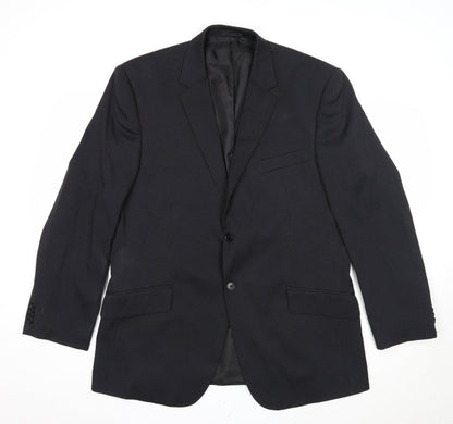 F&F Mens Black Striped Polyester Jacket Suit Jacket Size 44 Regular