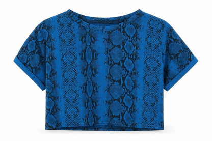 Womens UK Size 14 PRETTYLITTLETHING Blue Cropped T-Shirt