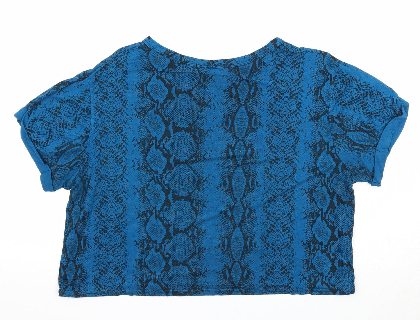Womens UK Size 14 PRETTYLITTLETHING Blue Cropped T-Shirt
