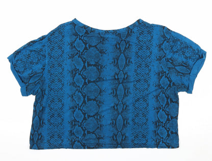 Womens UK Size 14 PRETTYLITTLETHING Blue Cropped T-Shirt