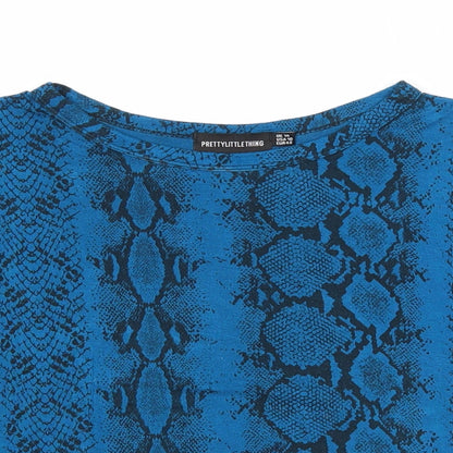 Womens UK Size 14 PRETTYLITTLETHING Blue Cropped T-Shirt