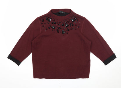 Autograph Womens Purple Round Neck Cotton Pullover Jumper Size 10