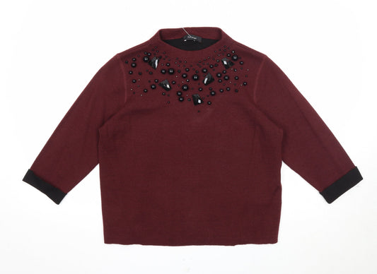 Autograph Womens Purple Round Neck Cotton Pullover Jumper Size 10